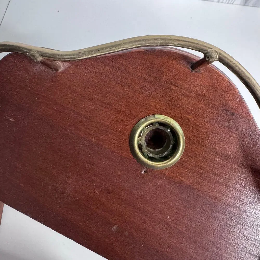 Vintage Wood Wall Mounted Candle Sconce Shelf Brass Gallery Rail 1980s Set 2